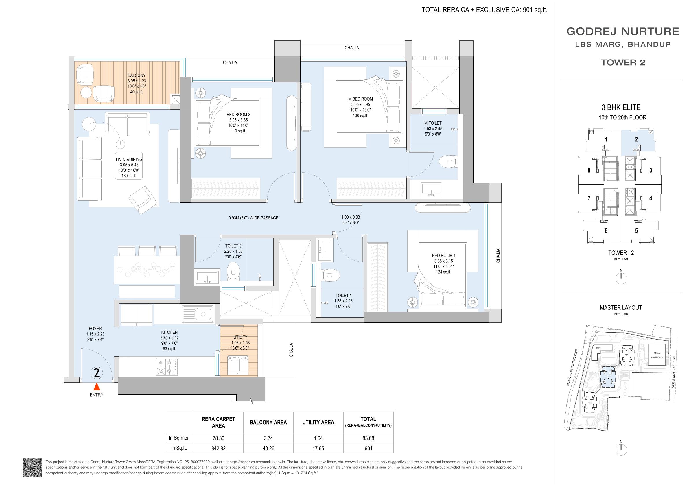 3 BHK Floor Plan Variant